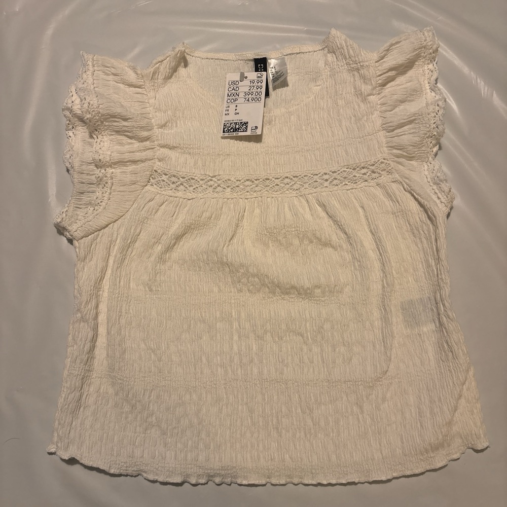 Divided Tan Smocked Ruffled Blouse